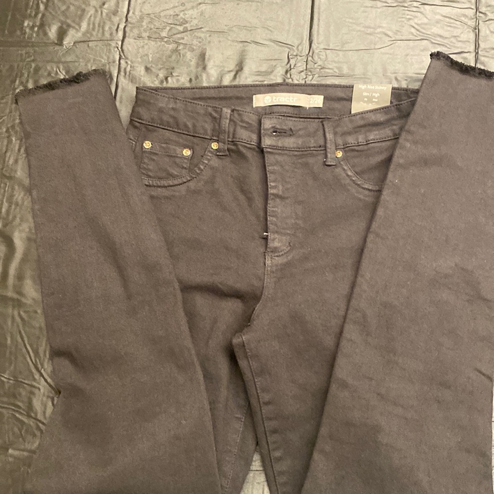Tractor womens black high rise skinny Jean